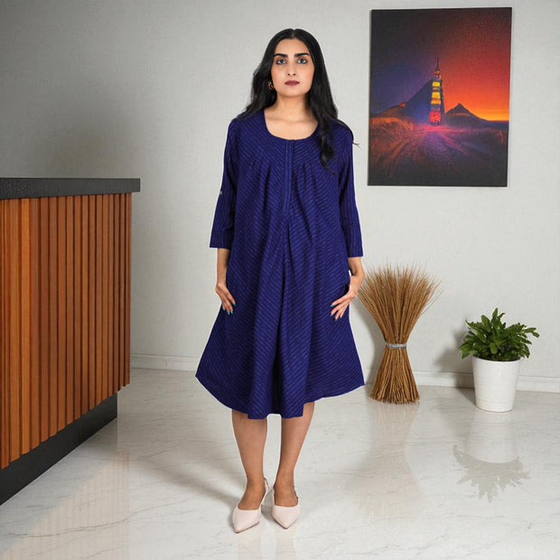 LoomLines Handwoven Cotton Flared Dress