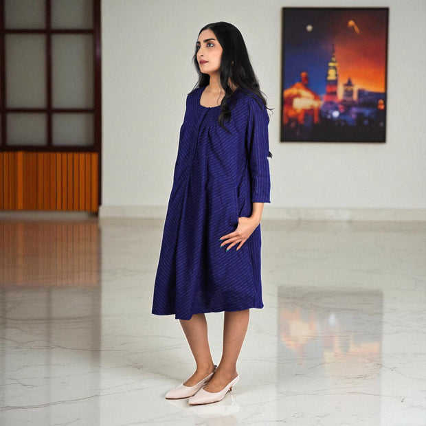 LoomLines Handwoven Cotton Flared Dress
