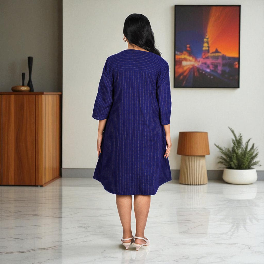 LoomLines Handwoven Cotton Flared Dress