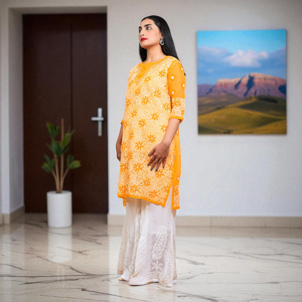 NoorMango Chikankari Georgette Kurti
