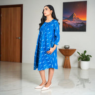 IkatBreeze Handwoven Cotton Flared Dress