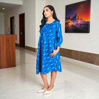 IkatBreeze Handwoven Cotton Flared Dress