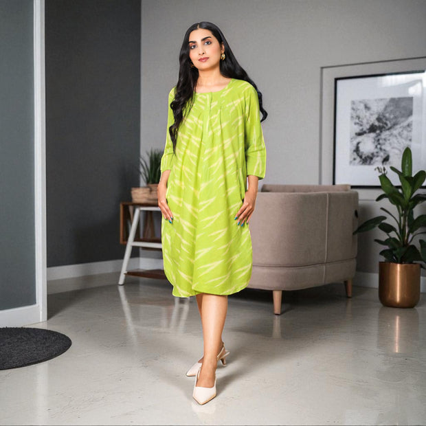 IkatBreeze Handwoven Cotton Flared Dress