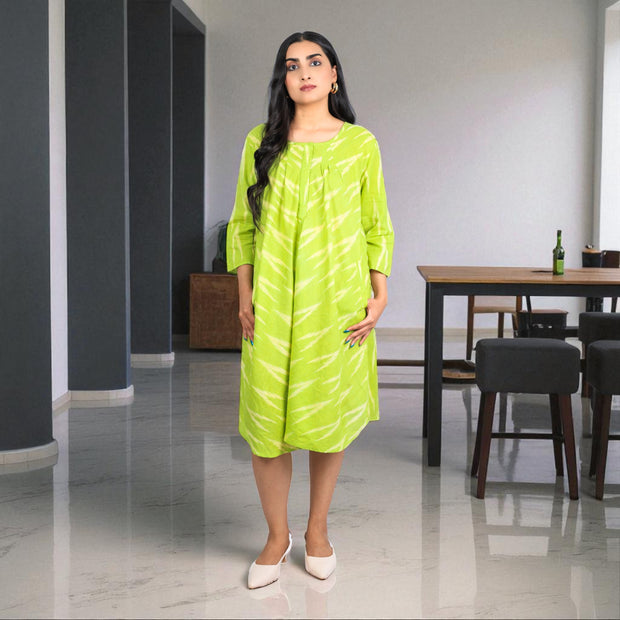 IkatBreeze Handwoven Cotton Flared Dress