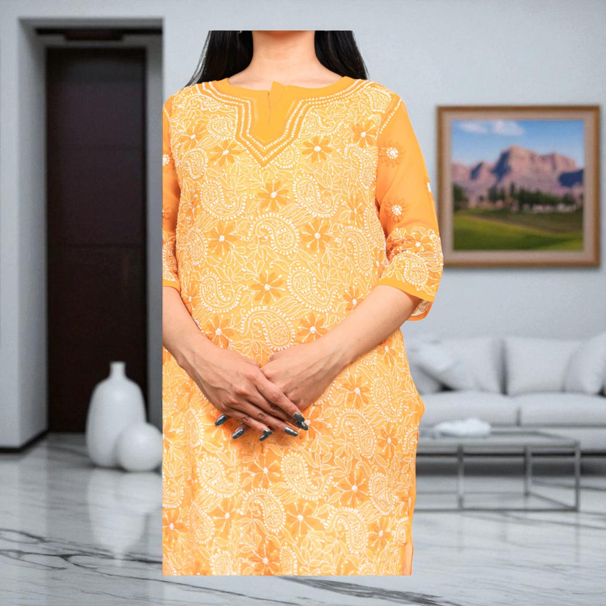 NoorMango Chikankari Georgette Kurti