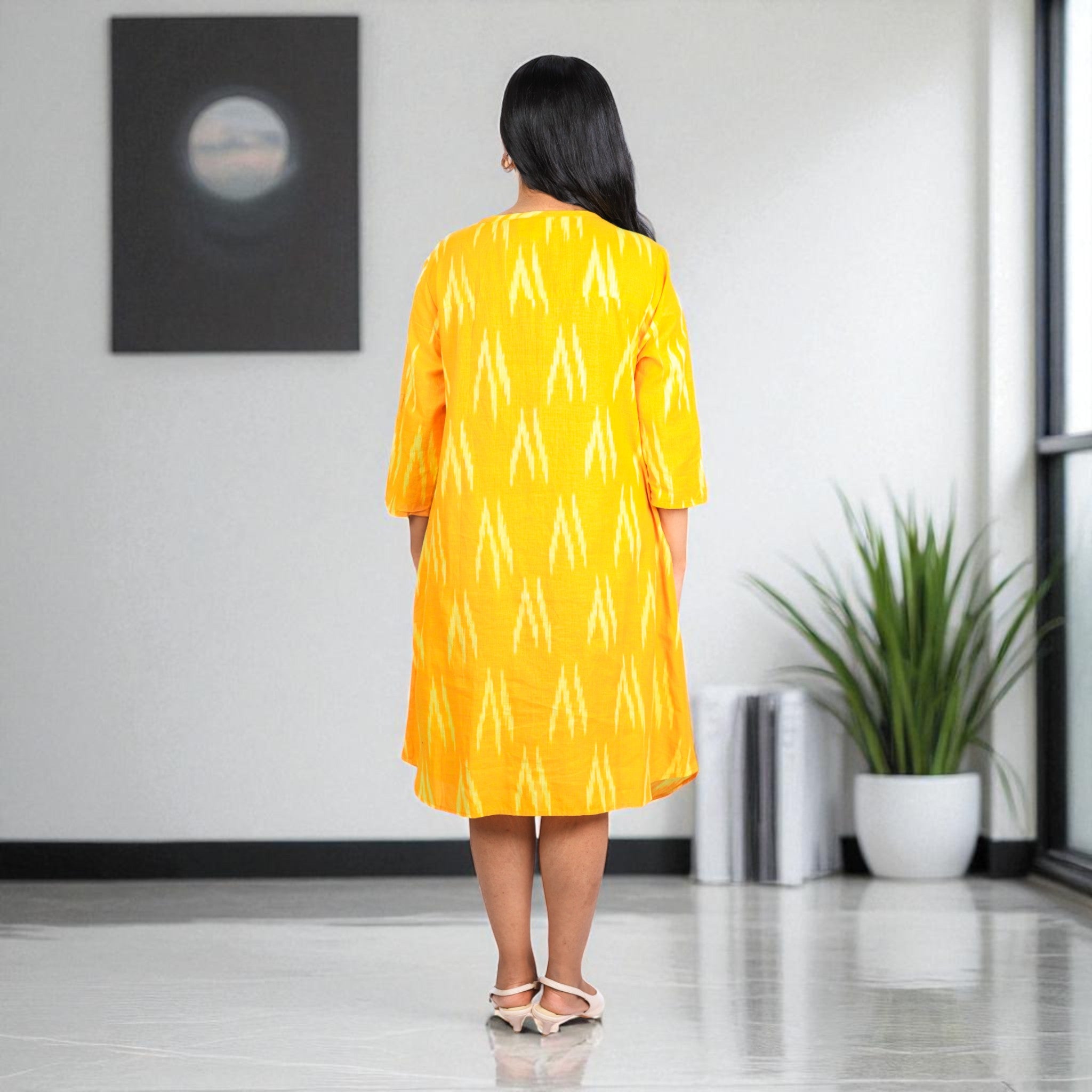 IkatBreeze Handwoven Cotton Flared Dress