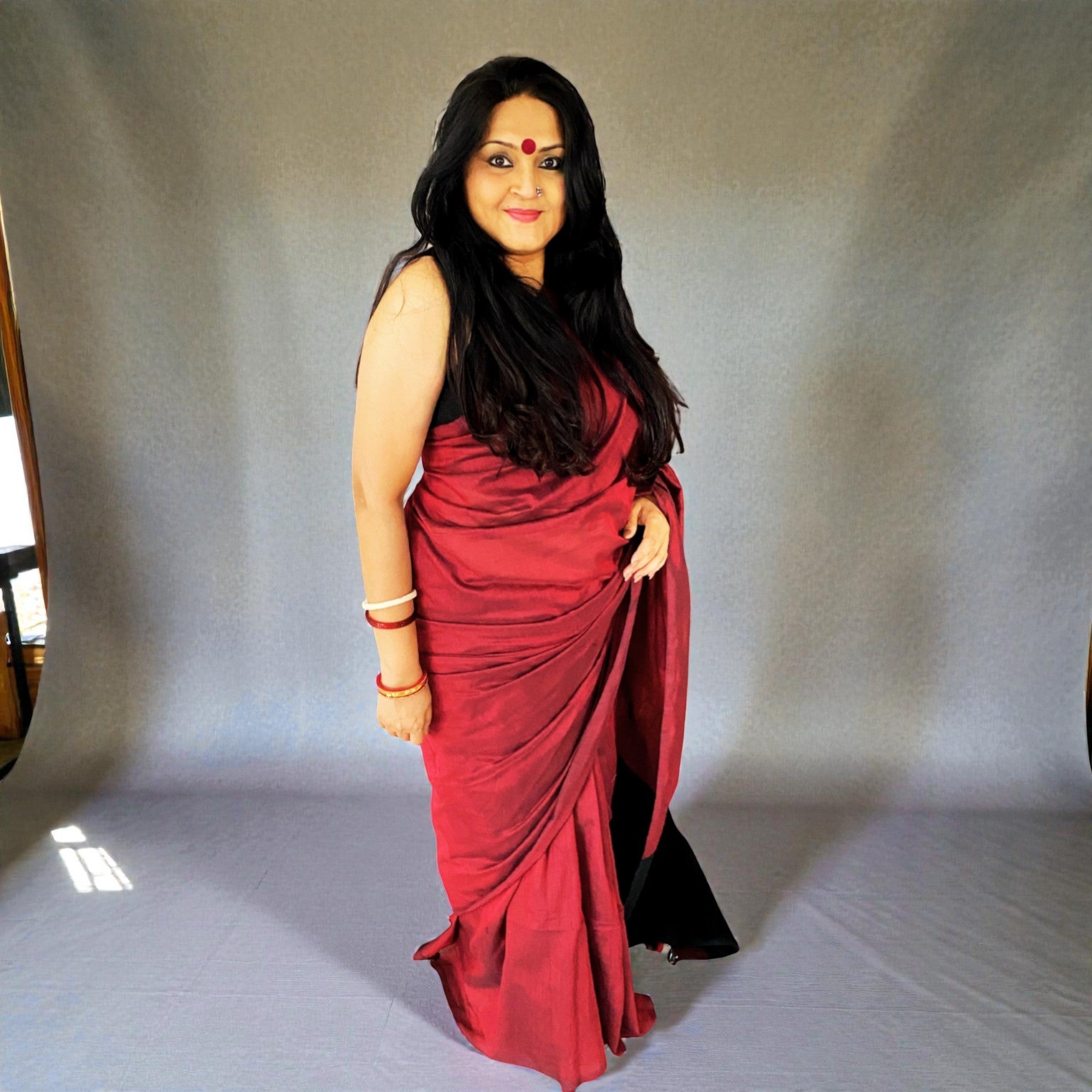 Maroon Handloom Cotton Saree