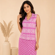 Purple Jamdani Cotton Skirt & Top