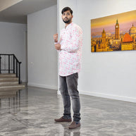 WhiteFlora Handblock Cotton Short Kurta