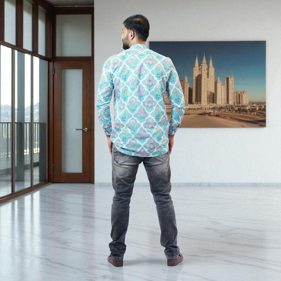 FloraMughal Handblock Cotton Short Kurta
