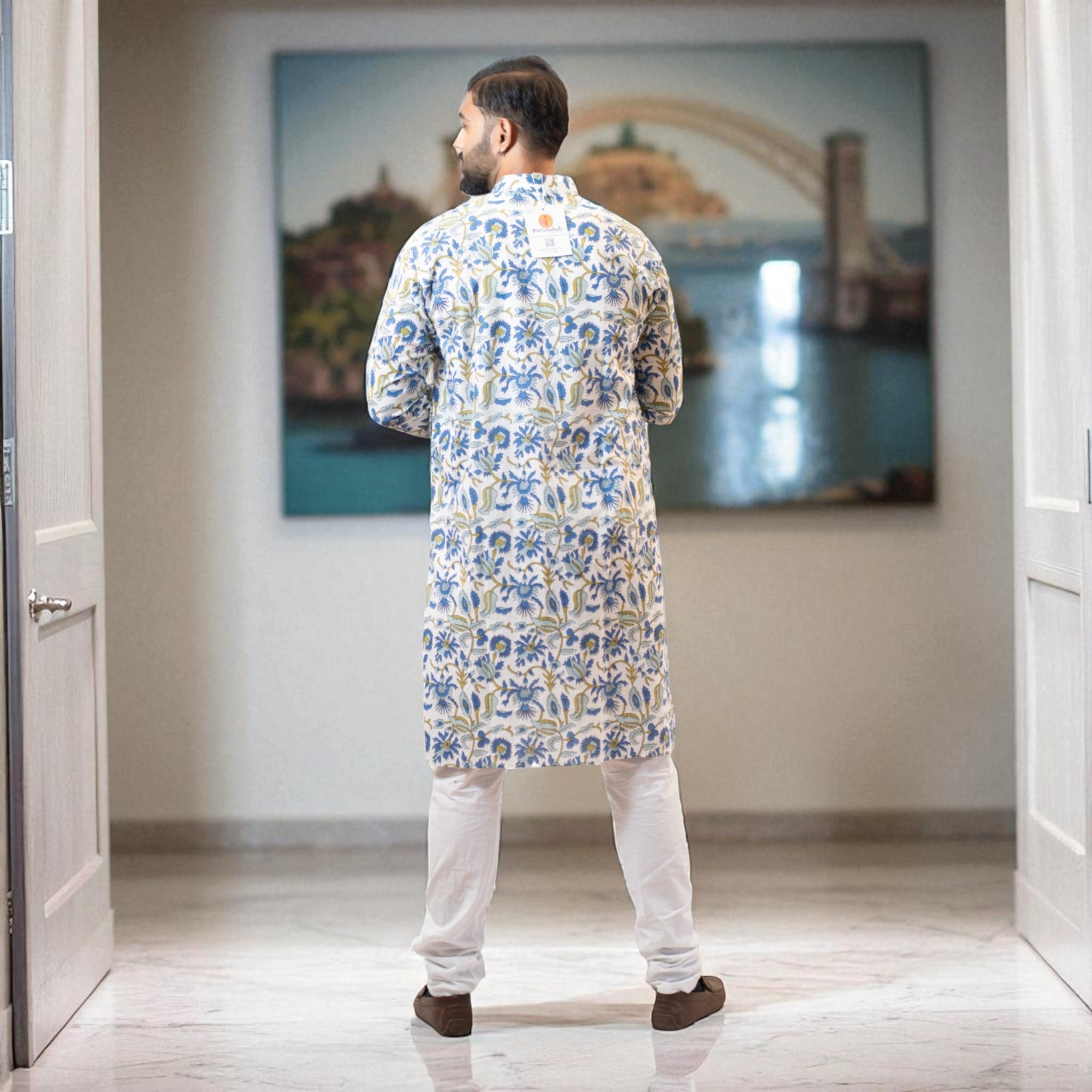 FloraBlue Handblock Cotton Kurta