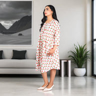 BlossomDrift Handblock Cotton Flared Dress