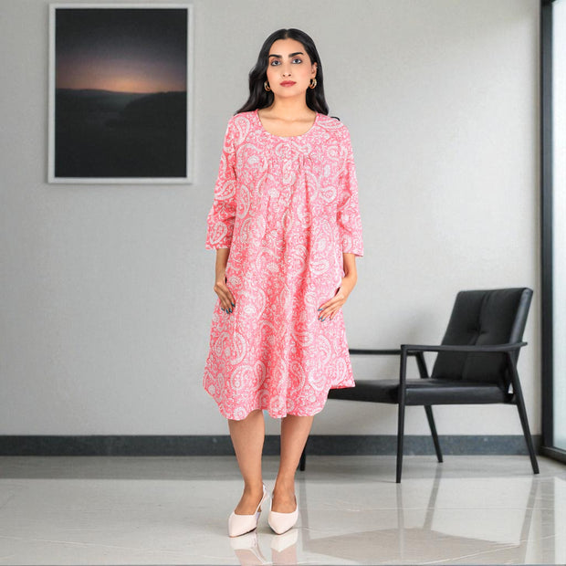 PaisleyGlow Flared Cotton Dress