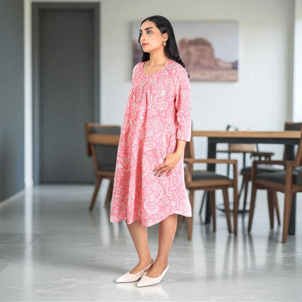 PaisleyGlow Flared Cotton Dress