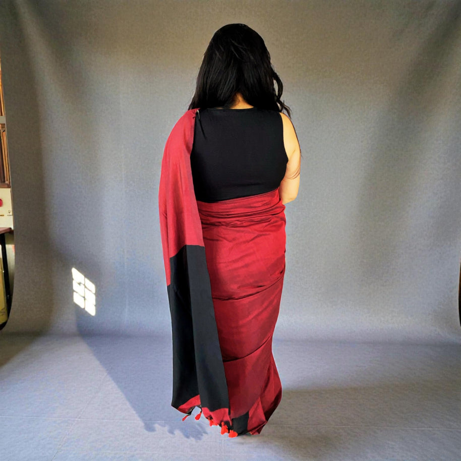 Maroon Handloom Cotton Saree