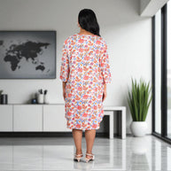 BlockBlossom Cotton Flared Dress