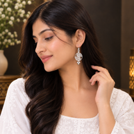 Circle Silver Filigree Earrings
