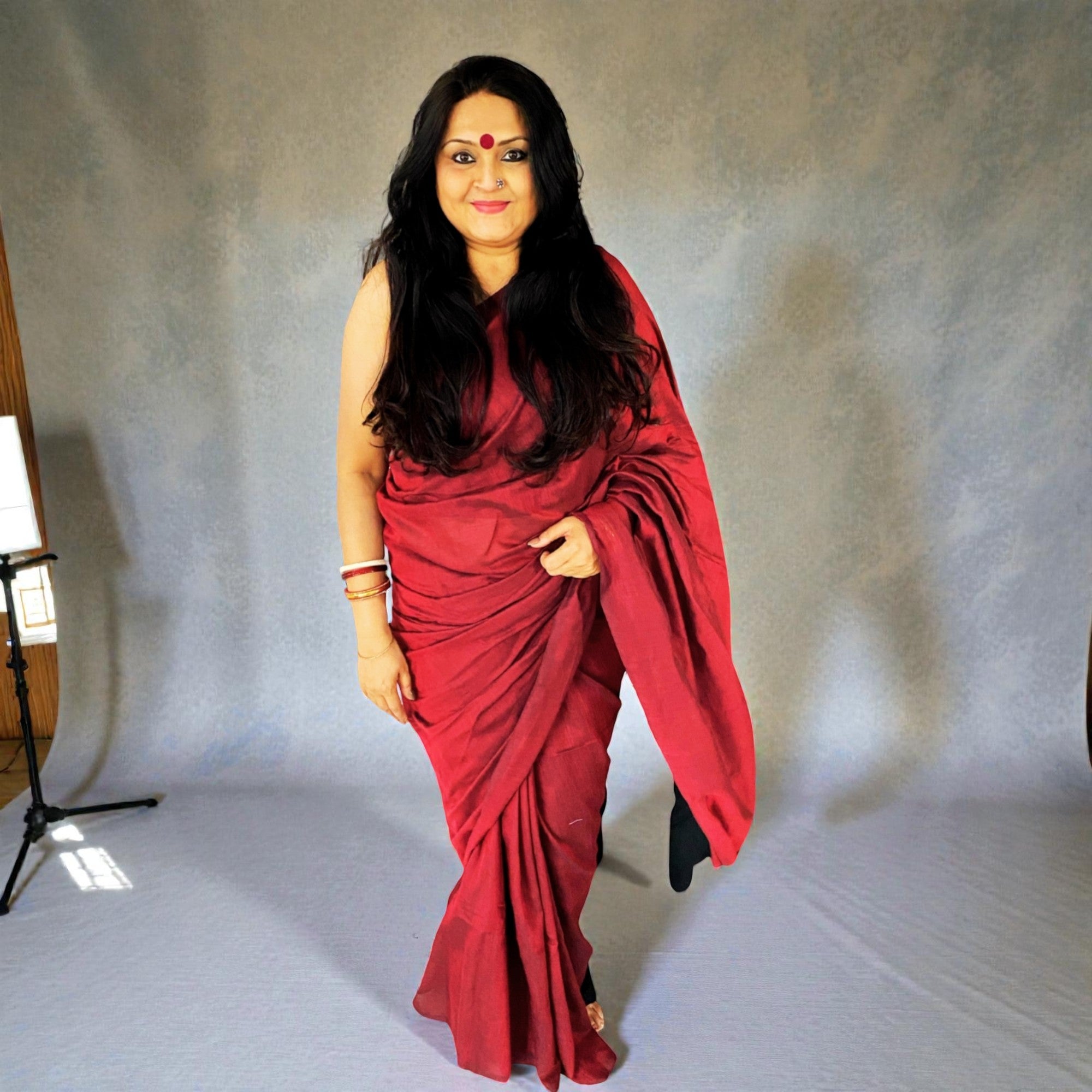 Maroon Handloom Cotton Saree