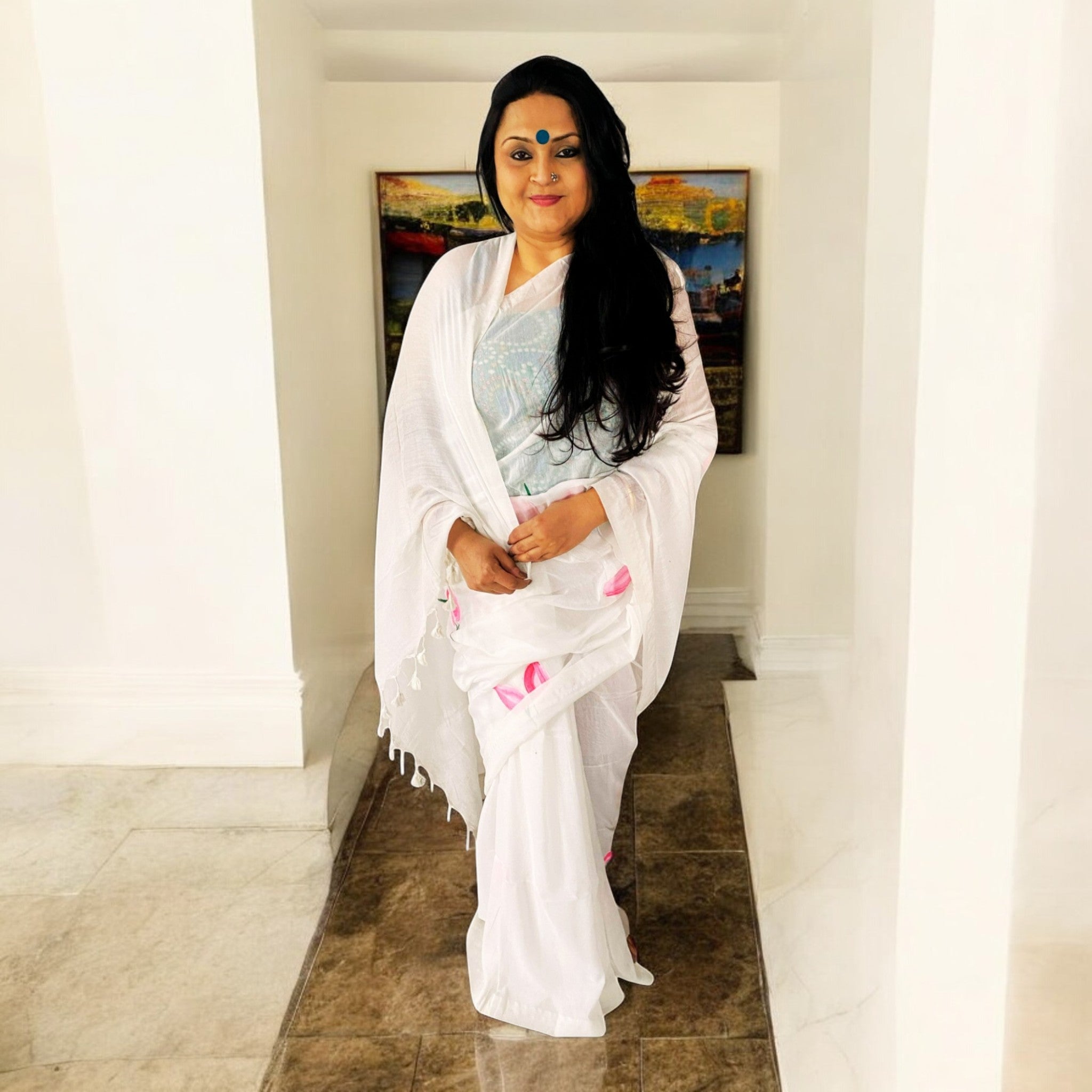 Padma Handpainted Cotton Saree
