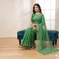 Green Leaf Handblock Kota Cotton Saree