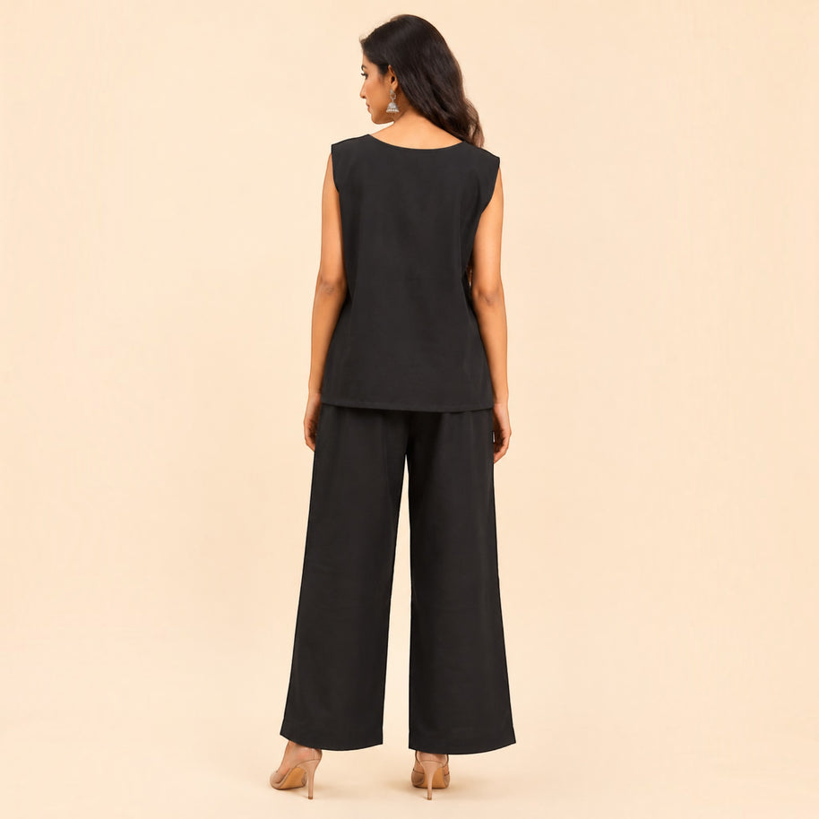 Black Handloom Cotton Co-ord Set