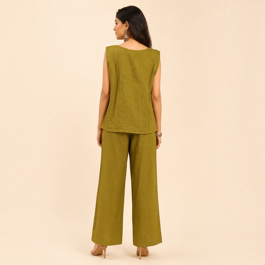Green Handloom Cotton Co-ord Set