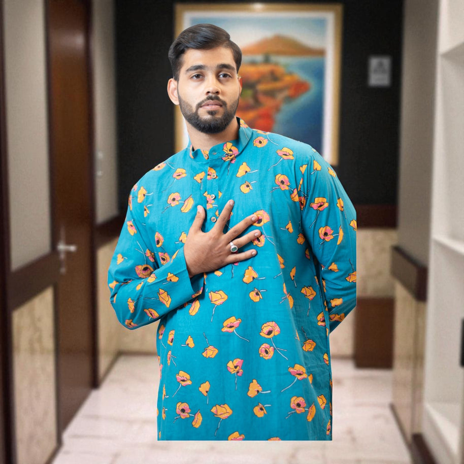 TealTara Handblock Cotton Kurta