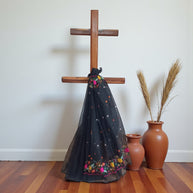 Black Embroidery Kota Cotton Saree