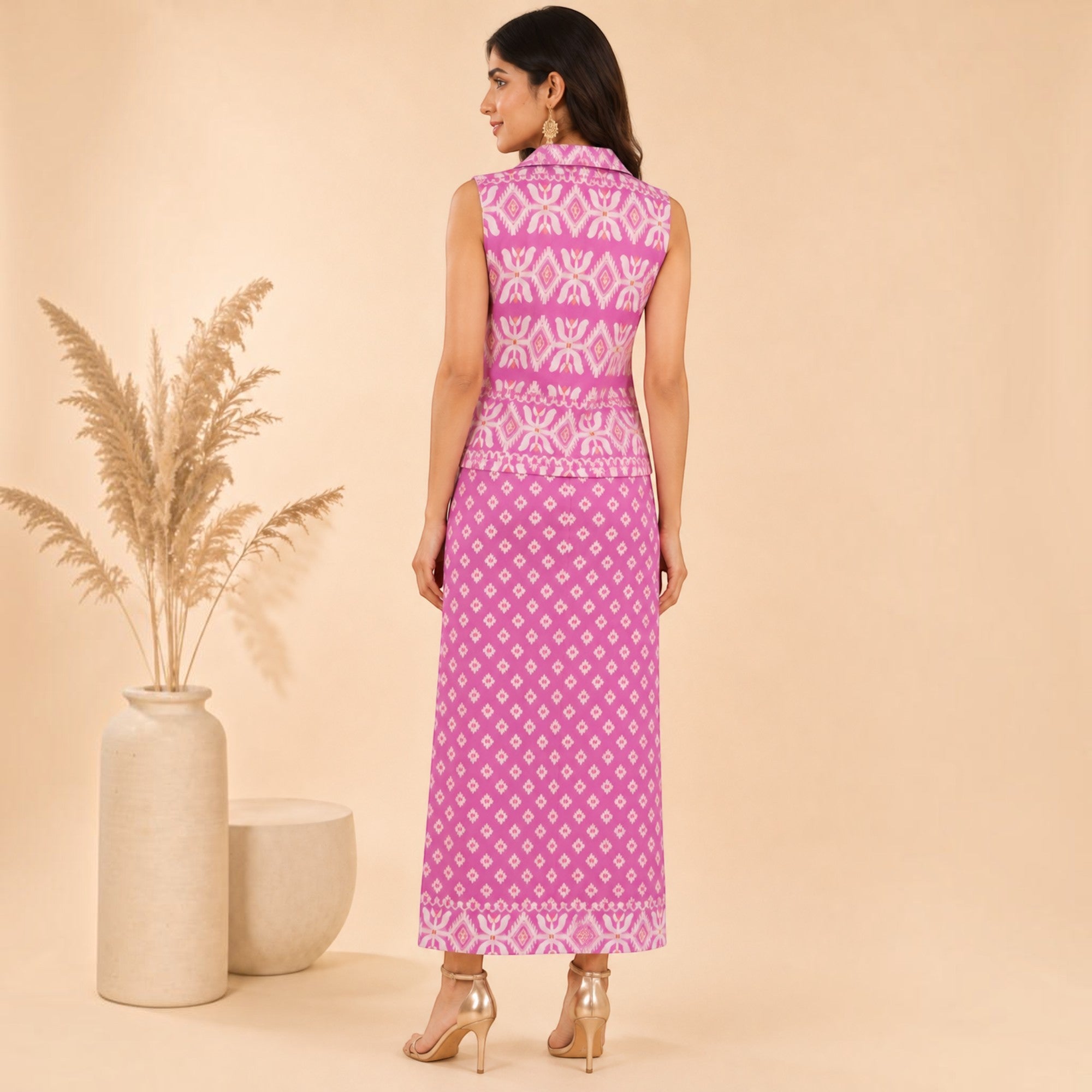 Purple Jamdani Cotton Skirt & Top
