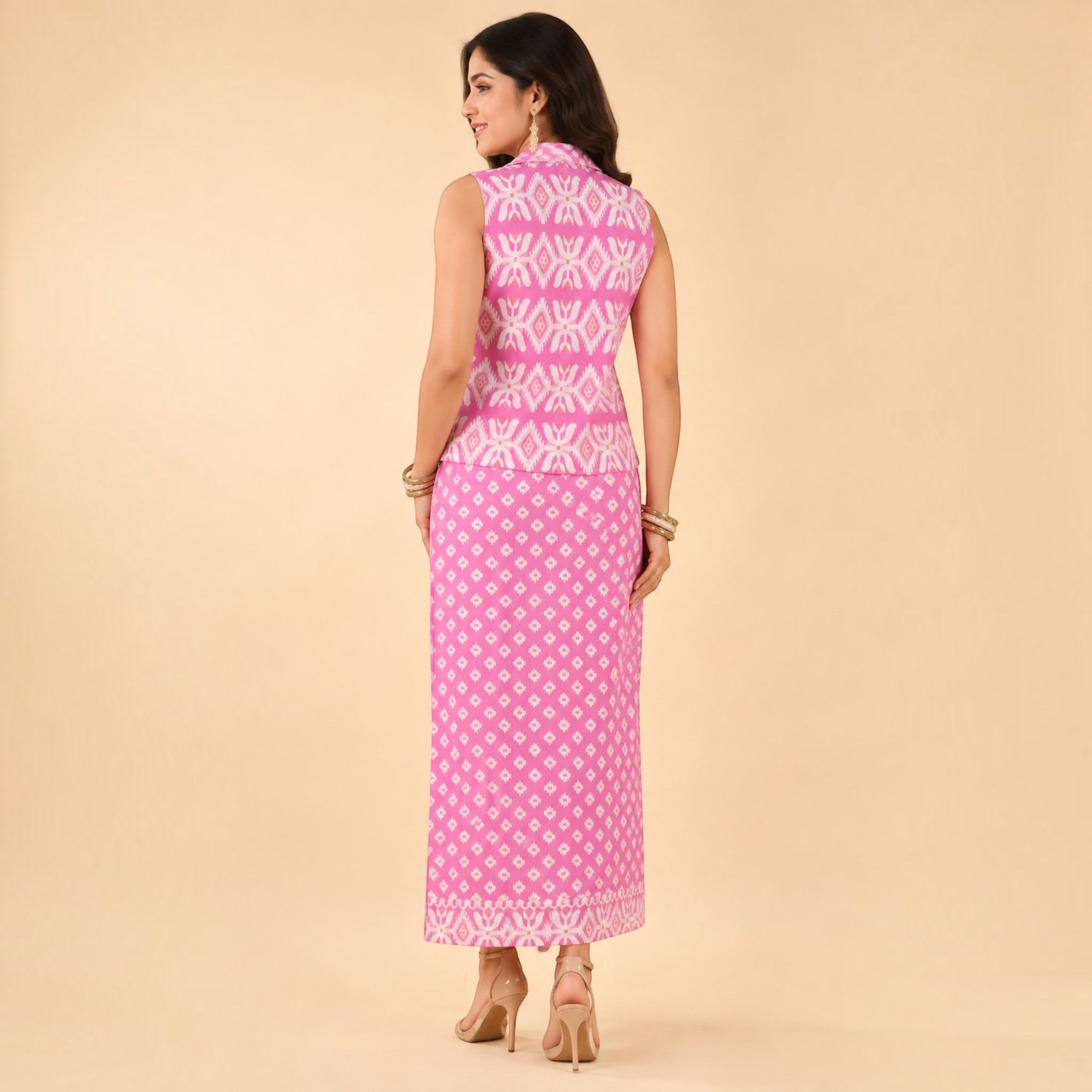 Pink Jamdani Cotton Skirt & Top