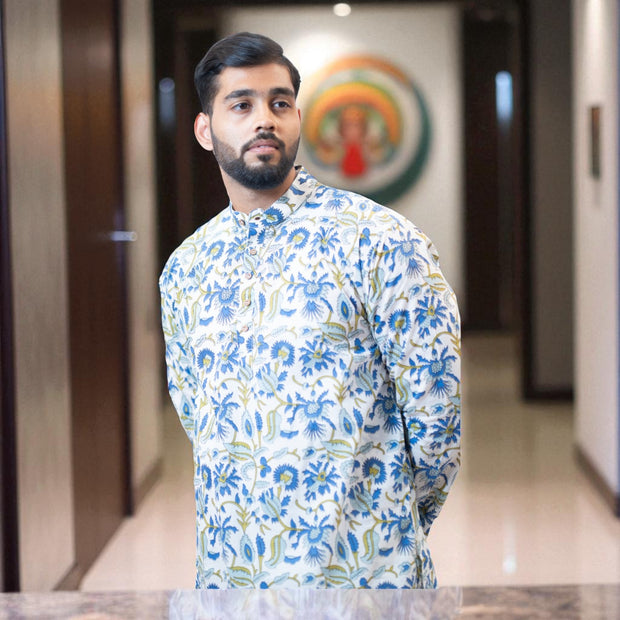 FloraBlue Handblock Cotton Kurta