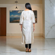 Ajrakh Cream  Womens Silk Kurta