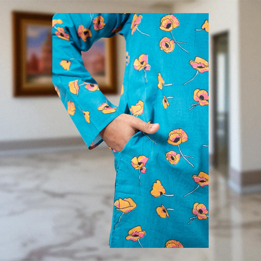 TealTara Handblock Cotton Kurta