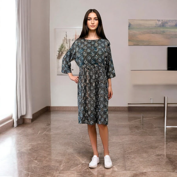 BlueOrbit Handblock Cotton Gathered Dress