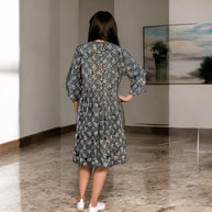 BlueOrbit Handblock Cotton Gathered Dress