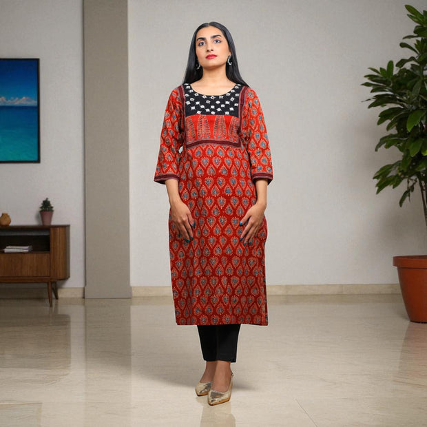 Ajrakh Cotton Charm Womens Handblock Kurta