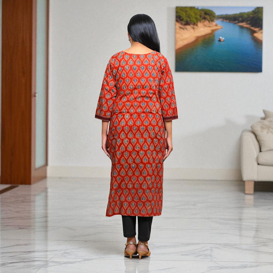 Ajrakh Cotton Charm Womens Handblock Kurta