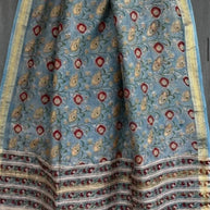 Blue Maroon Floral Maheshwari Silk Saree