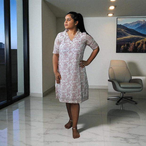 Wild Whisper Handblock Cotton Short Dress