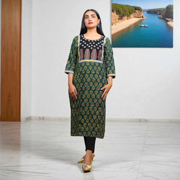 Verdant Ajrakh  Womens Cotton Handblock Kurta