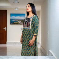 Verdant Ajrakh  Womens Cotton Handblock Kurta