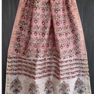 Pink Floral Maheshwari Silk Saree