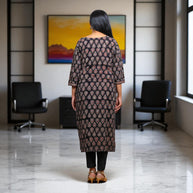Noor Black Ajrakh Handblock Cotton Kurta