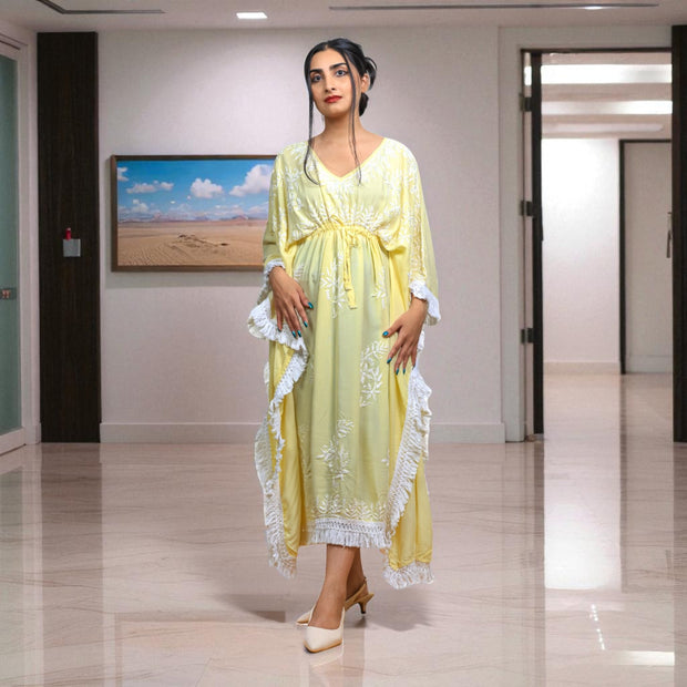 SunDrape Chikankari Kaftan