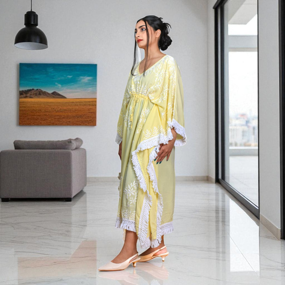 SunDrape Chikankari Kaftan