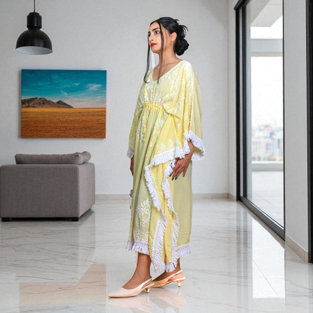 SunDrape Chikankari Kaftan