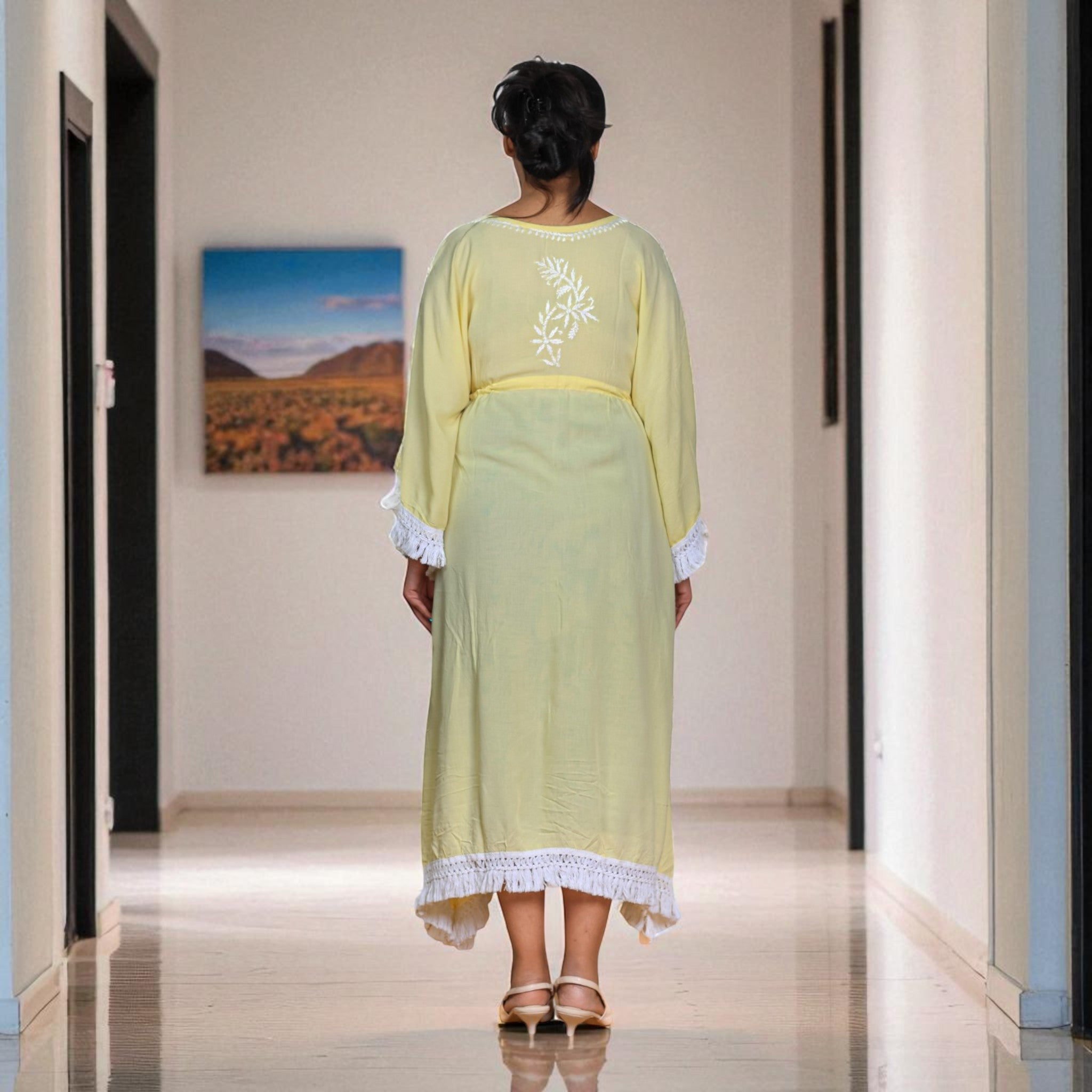 SunDrape Chikankari Kaftan