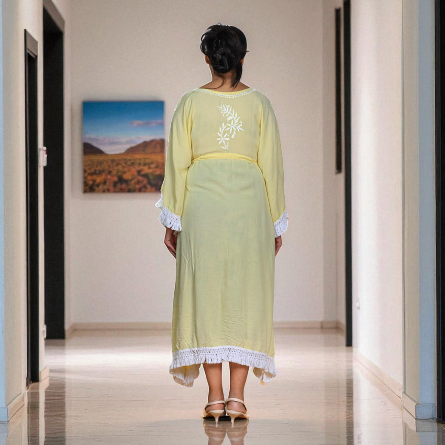 SunDrape Chikankari Kaftan