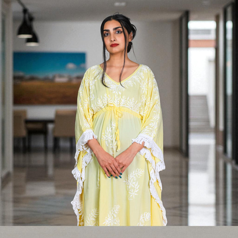 SunDrape Chikankari Kaftan