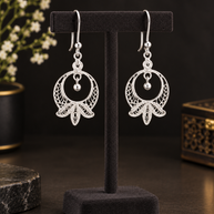 Floral Silver Filigree Earrings